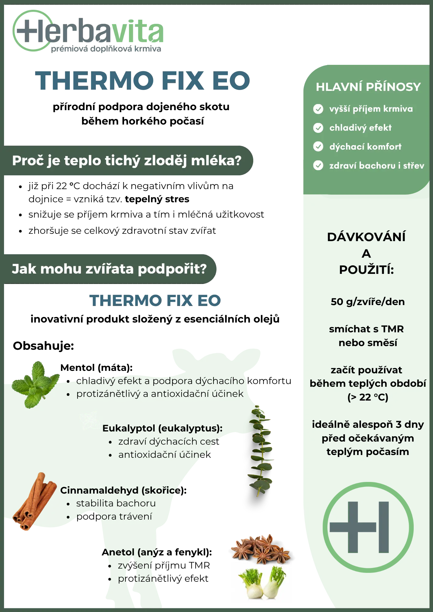 RumiForm ThermoFix EO - fytobiotikum pro snížení vlivu tepelného stresu u dojnic