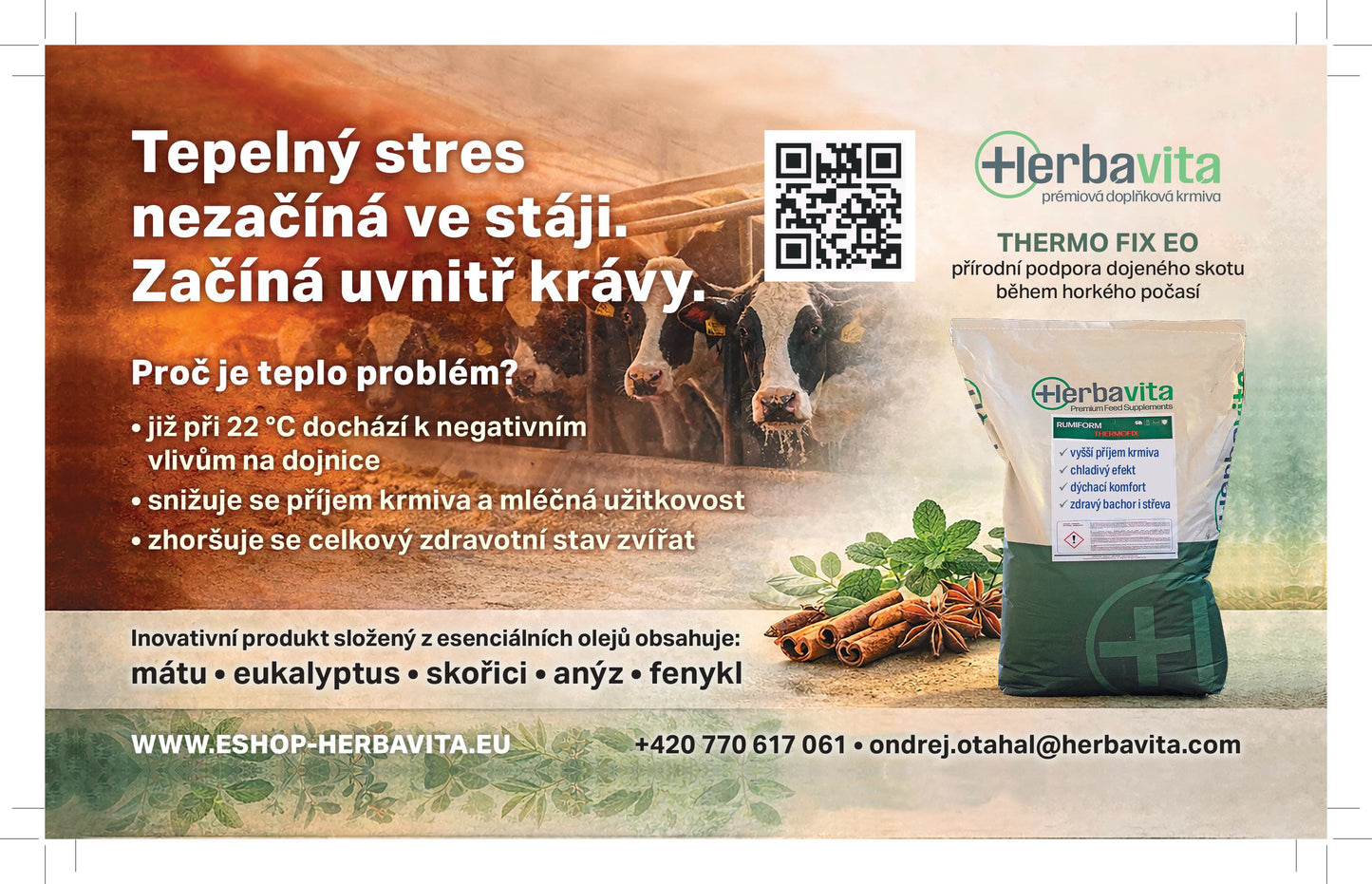 RumiForm ThermoFix EO - fytobiotikum pro snížení vlivu tepelného stresu u dojnic